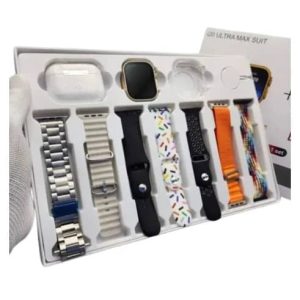 i20 Ultra Max Smartwatch Suit – 10-in-1 Combo with Multiple Straps, Earbuds & Cases