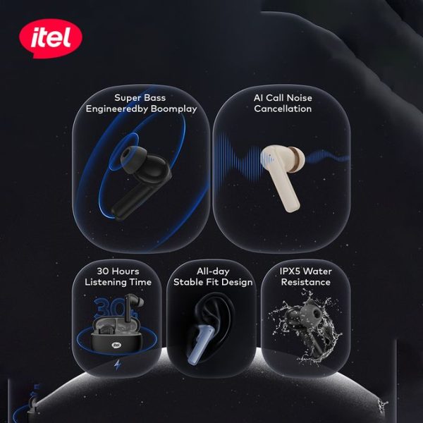 itel BudsAir Pro TWS Earbuds – 30H Playback | AI ENC Dual Mic | Bluetooth 5.4 | Deep Bass - Image 4