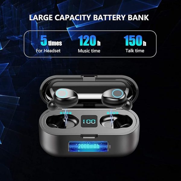 F9 Bluetooth 5.0 True Wireless Earbuds – Digital Display | Deep Bass | Touch Control | With Mic & Charging Case - Image 3