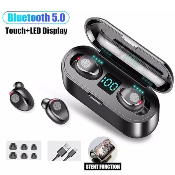 F9 Bluetooth 5.0 True Wireless Earbuds – Digital Display | Deep Bass | Touch Control | With Mic & Charging Case - Image 5
