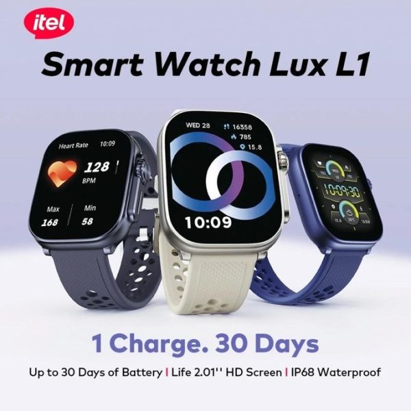 itel 2.01" ISW-L1 Lux HD+ Scratch & Water-Proof Smart Watch - Black - Image 2