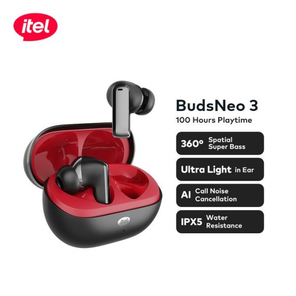 itel BudsNeo 3 True Wireless Earbuds – 100H Battery | AI Noise Cancellation | Super Bass | Low Latency | IPX5 Water Resistance - Image 4