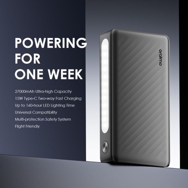 Oraimo Traveler 3 Lit 27000mAh Power Bank – 15W Fast Charging | Triple Output | Ultra-High Capacity - Image 2
