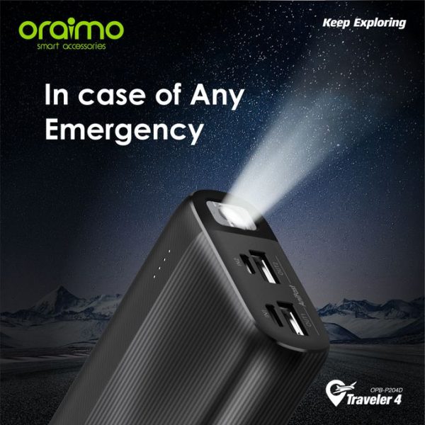 Oraimo Traveler 4 20000mAh Power Bank – Dual Output | 10.5W Fast Charging | Ultra-Long Battery Life - Image 7