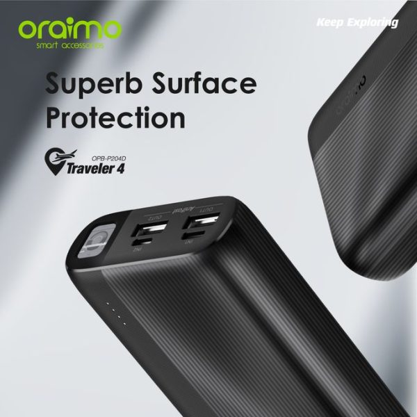 Oraimo Traveler 4 20000mAh Power Bank – Dual Output | 10.5W Fast Charging | Ultra-Long Battery Life - Image 8
